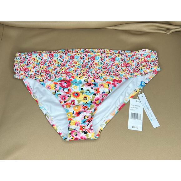 Bleu Rod Beattie Flower Hour Sarong Hipster Bikini Bottom 6 Multi NWT - Picture 4 of 4